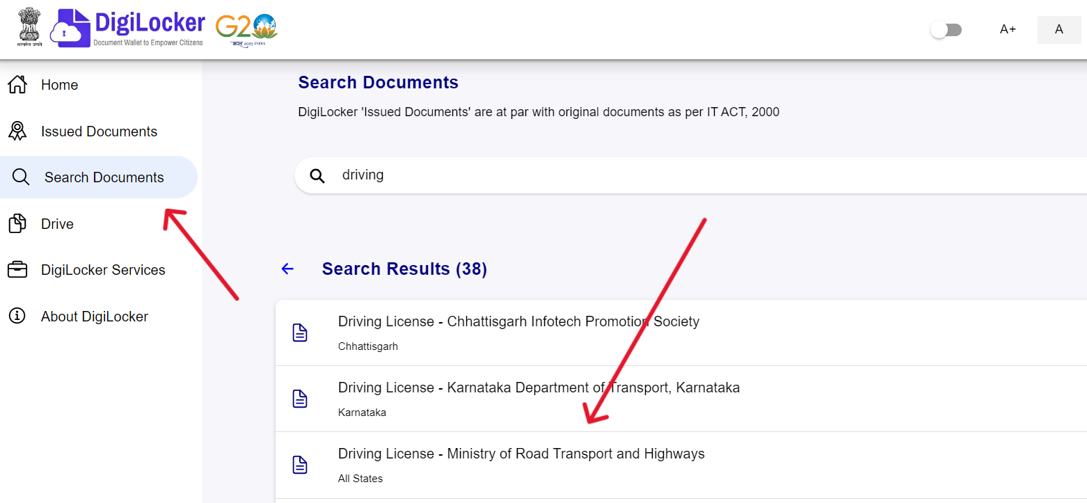 DL Download Digilocker