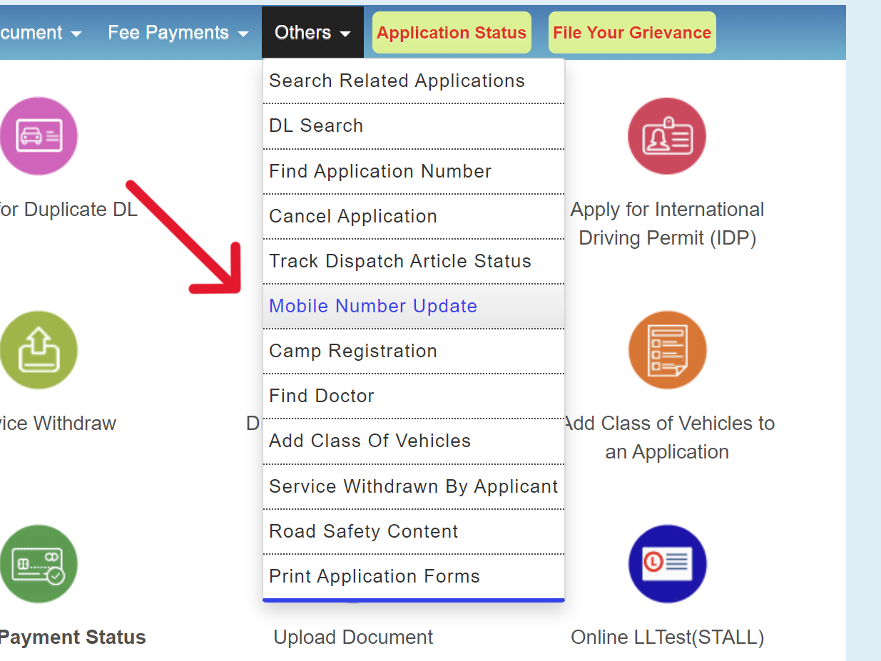 Mobile Number Update in DL